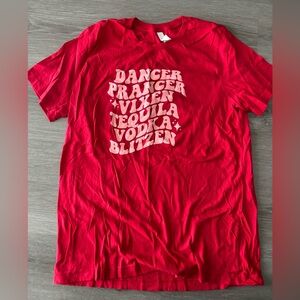Bella Canvas Red Holiday Tee with Playful Text